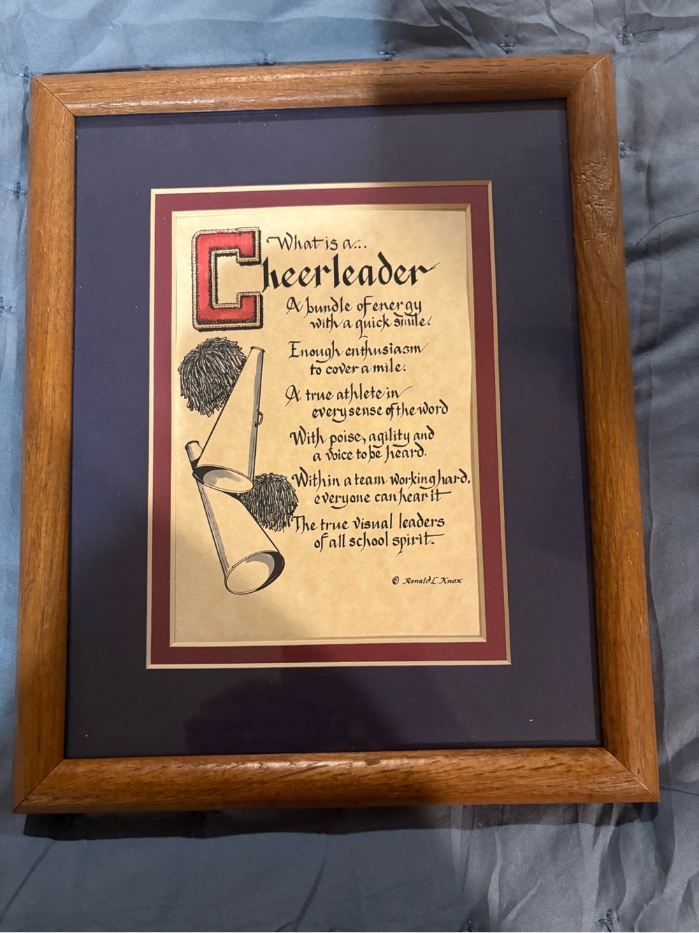Cheerleader Art Print Framed Wall Decor in Maroon and Gold